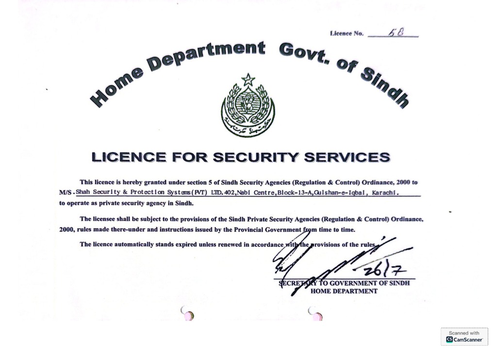 Licence for Security Services